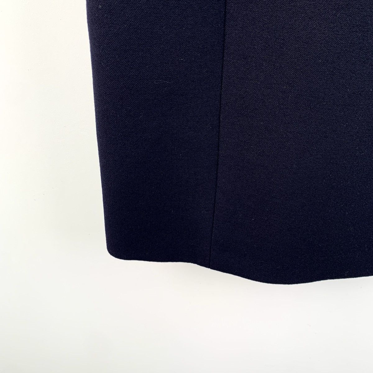 Celine Celine Navy Blue Leather Concealed Button Wool Dress Size XS / US 0-2 / IT 36-38 - 4 Thumbnail