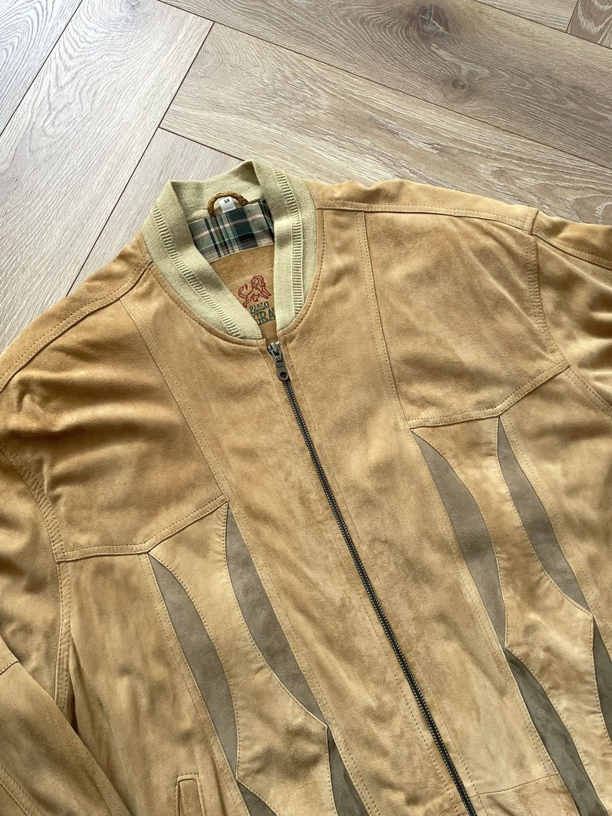 Vintage Vintage Y2k Beige Leather Oversize Bomber Jacket Avant Garde Size US XL / EU 56 / 4 - 4 Thumbnail