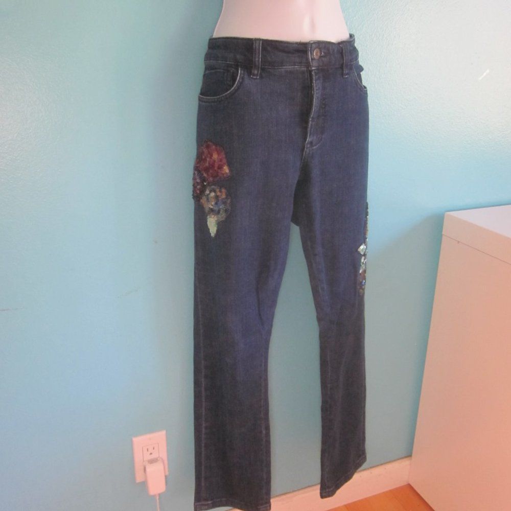 Anthropologie Anthropologie Pilcro Size 28 Boyfriend Jeans with Sequin Design Size 28" / US 6 / IT 42 - 3 Thumbnail