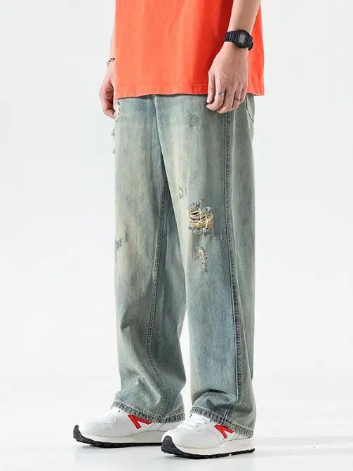 Japanese Brand Yoko Retro trend washed holes distressed high street jeans Size US 34 / EU 50 - 3 Thumbnail