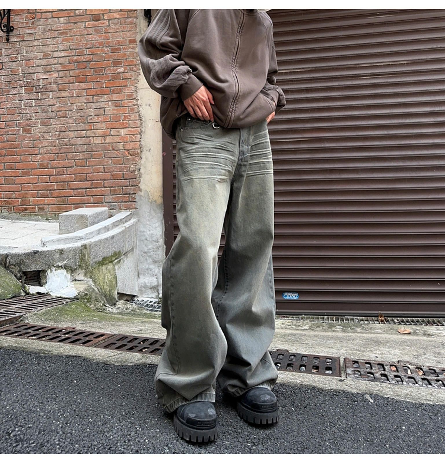 Jean × Vintage Stylish Wide-Legged Denim Pants - Urban Vintage Aesthetic Size US 32 / EU 48 - 7 Thumbnail