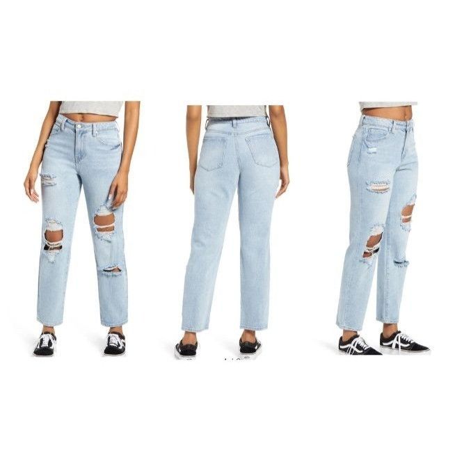 Other Bp Ripped Straight Leg Ankle Jeans In Blue Lt Decon Wash, Sz Size 26" / US 2 / IT 38 - 1 Thumbnail