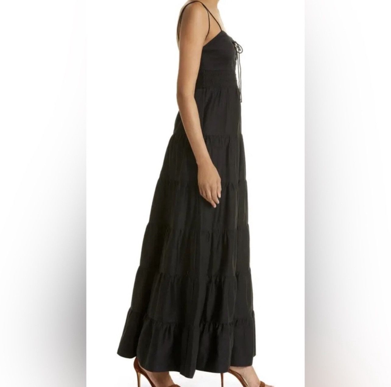 Alice + Olivia Alice + Olivia Black Jori Spaghetti Strap Tiered Maxi Dress Size XS / US 0-2 / IT 36-38 - 4 Thumbnail