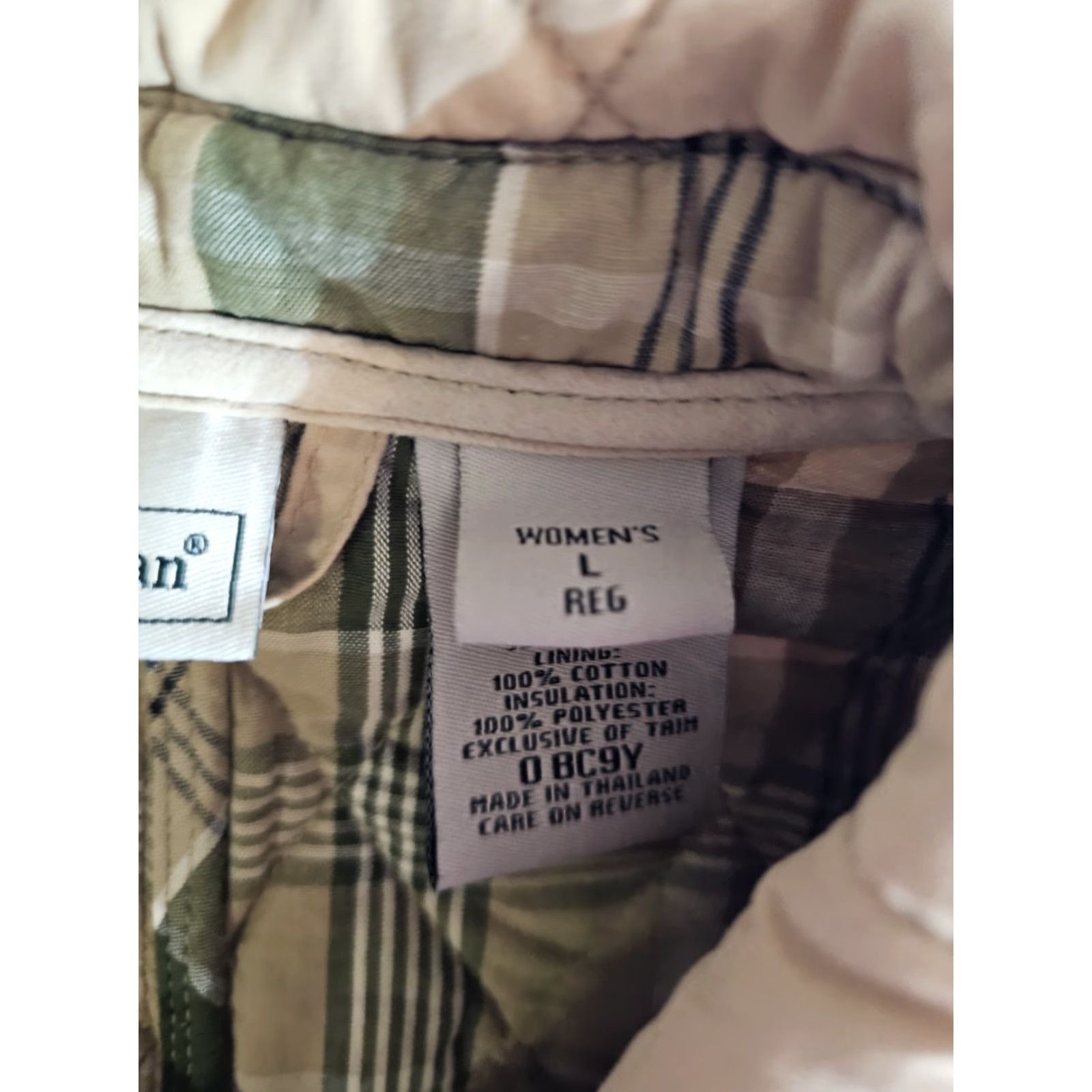 Vintage L.L. Bean Gold Quilted Jacket Nova Check Plaid Lined Snap Button Womens Sz L Size L / US 10 / IT 46 - 5 Thumbnail