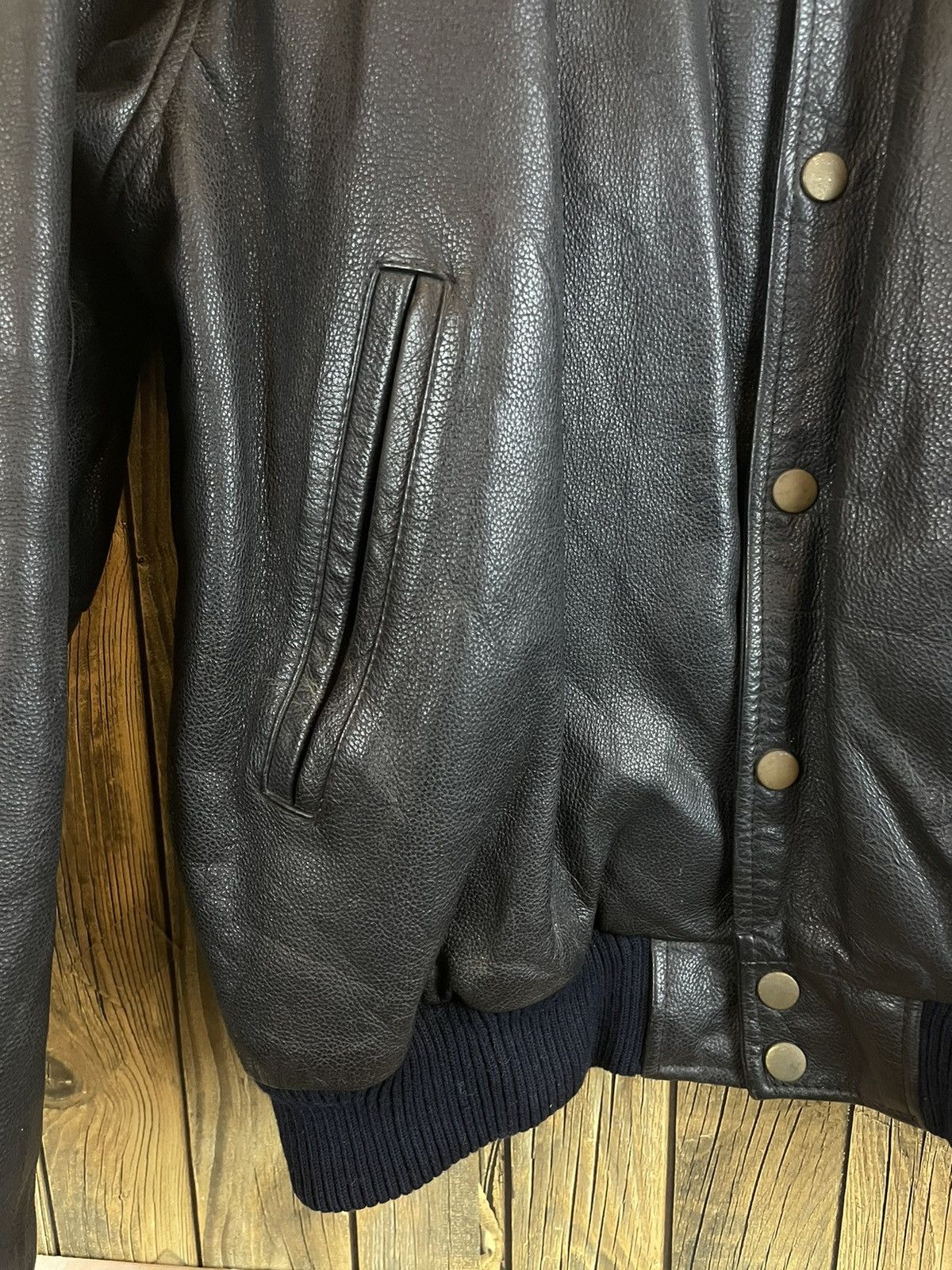 Japanese Brand Vintage forest guard leather varsity Jacket ziper ups Size US L / EU 52-54 / 3 - 5 Thumbnail