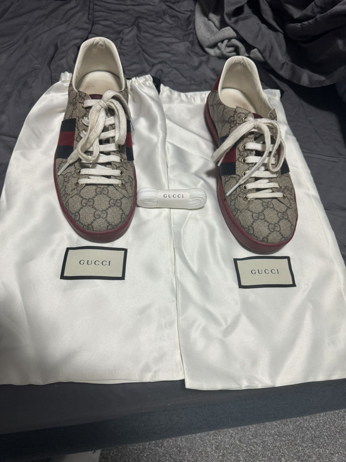 Gucci Beige GUCCI ACE GG MONOGRAM SHOES Size US 8 / EU 41 - 2 Thumbnail