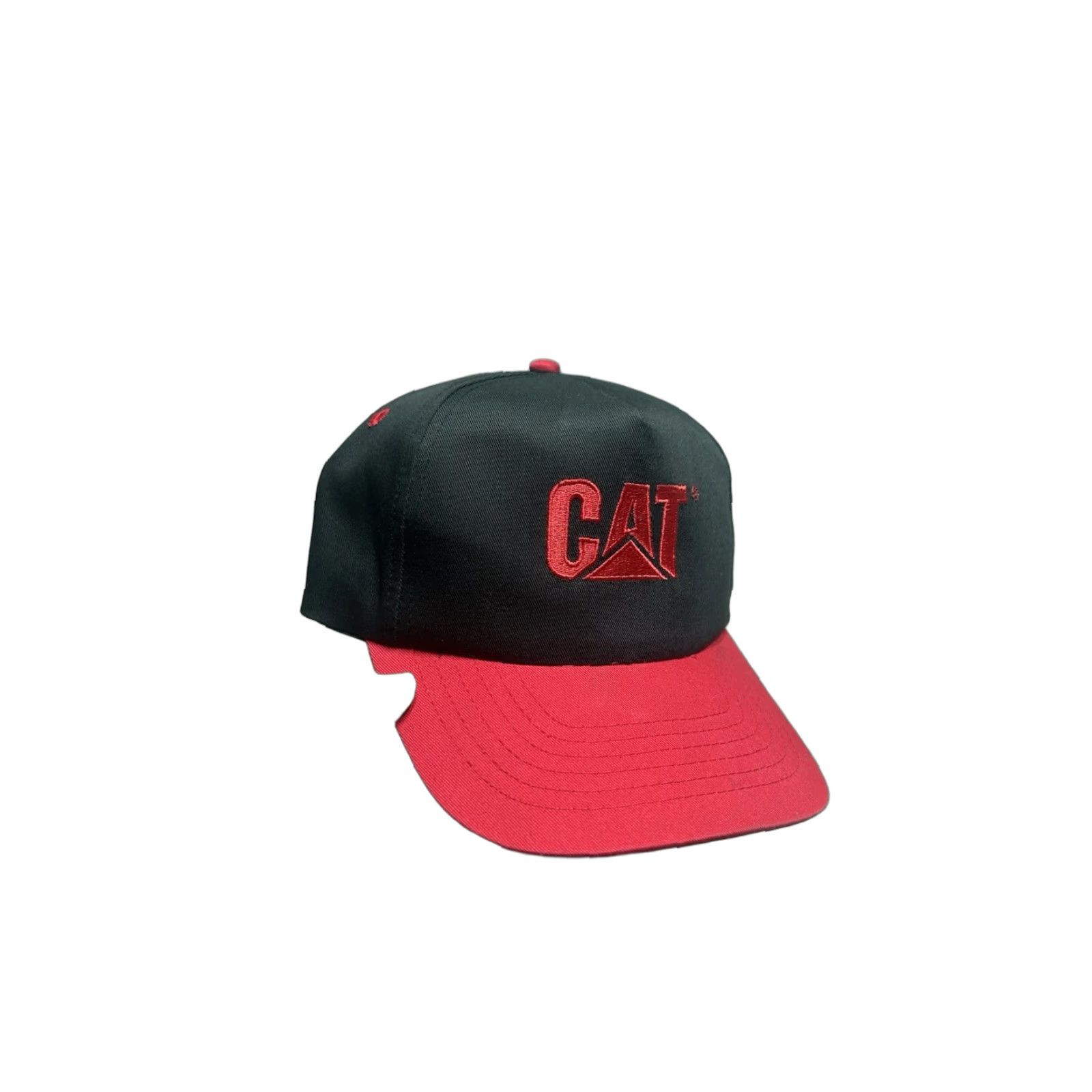 Vintage VINTAGE CAT SnapBack Hat Cap Men Adjustable Black Red 2 Tone Caterpillar Construction Cat Theme Mens Size ONE SIZE - 1 Thumbnail