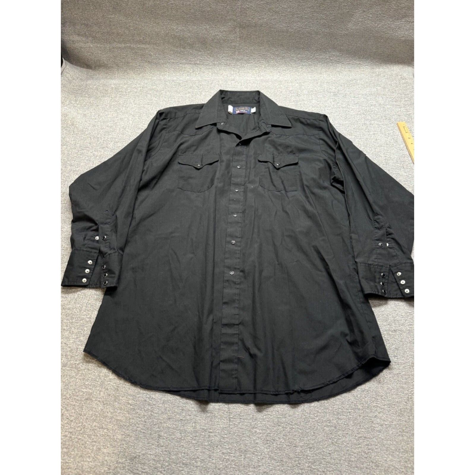 Vintage Roughstock Panhandle Slim Pearl Snap Shirt Mens 18-35 Western Black Size US XXL / EU 58 / 5 - 2 Thumbnail