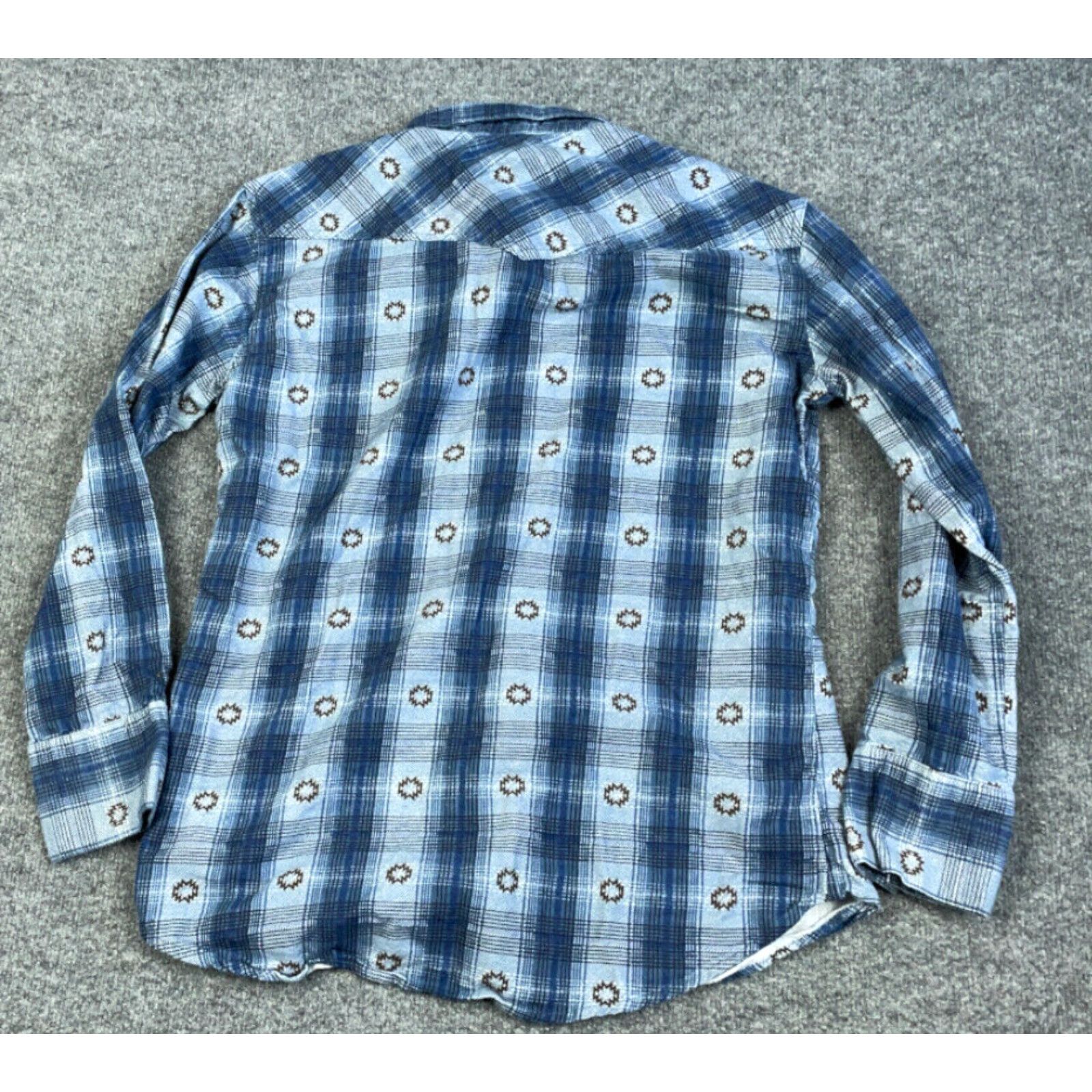 Vintage VINTAGE High Noon Men's Flannel Shirt Cotton Casual Western Plaid Snap Button-Medium Blue Rockabilly Size US M / EU 48-50 / 2 - 2 Thumbnail