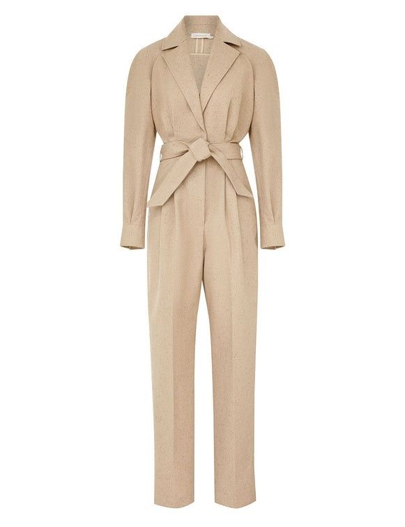 Zimmermann oc11z0525 Melange Jumpsuit in Beige Size 26" / US 2 / IT 38 - 1 Thumbnail