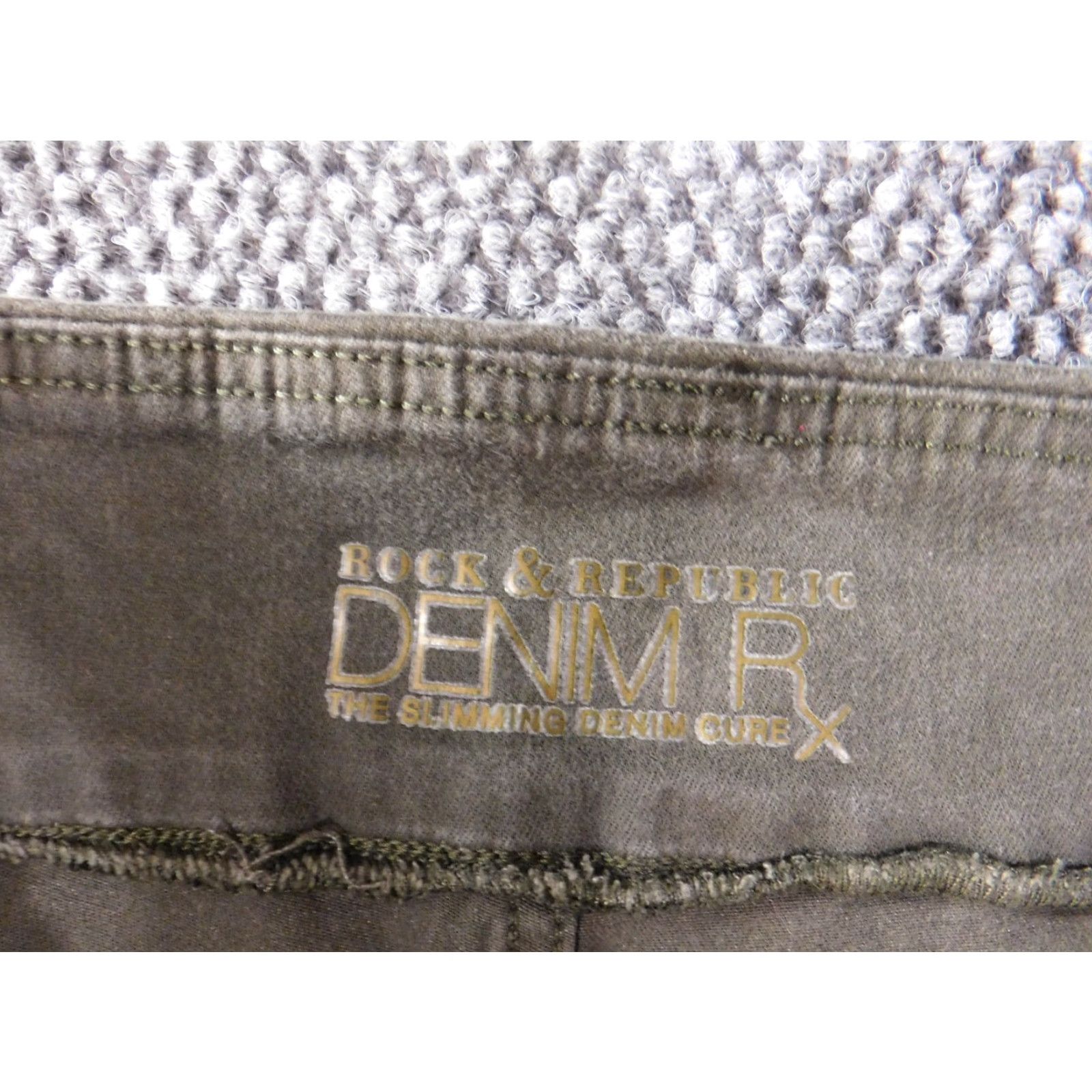 Vintage Rock & Republic Jeans Womens 16 Green Pull On Denim 27in Inseam Slimming Stretch Pockets Designer Vintage No Size 38" / US 16 / IT 52 - 3 Thumbnail
