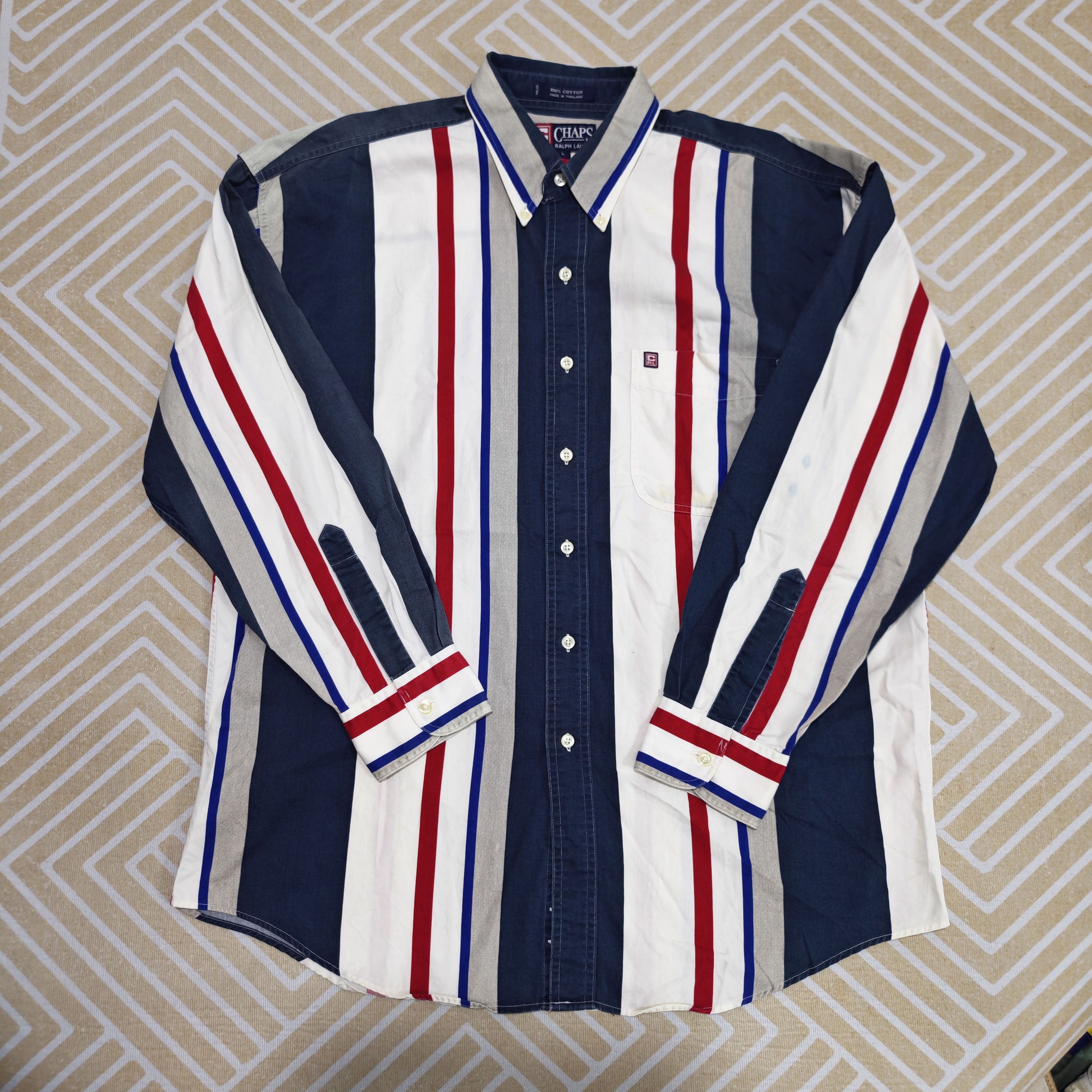 Chaps Ralph Lauren Chaps Ralph Lauren Vintage 90's Striped Buttons Down Shirt Size US L / EU 52-54 / 3 - 1 Thumbnail