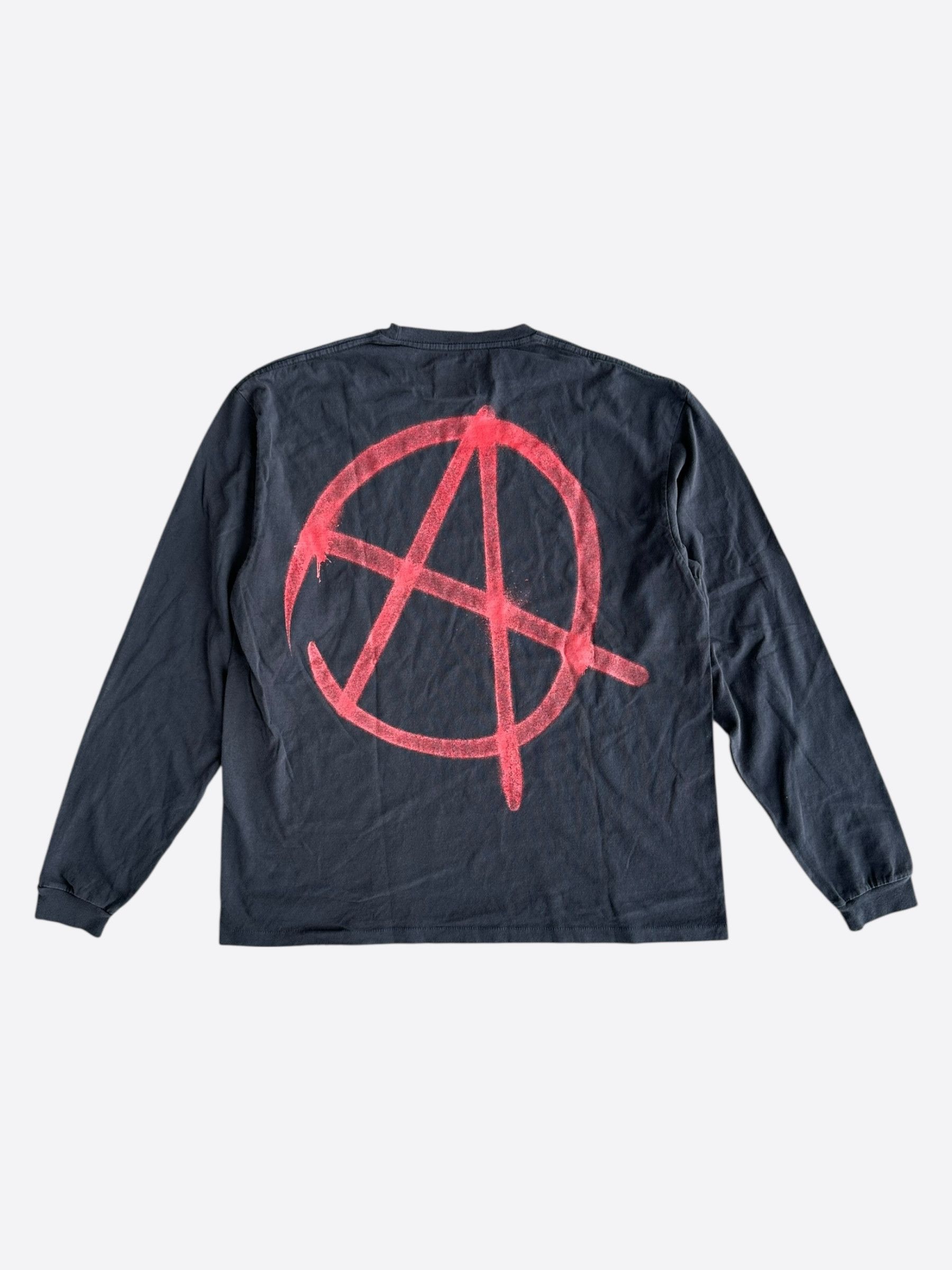 Gallery Dept. Washed Black & Red Anarchy Logo Longsleeve T-Shirt Size US M / EU 48-50 / 2 - 2 Thumbnail