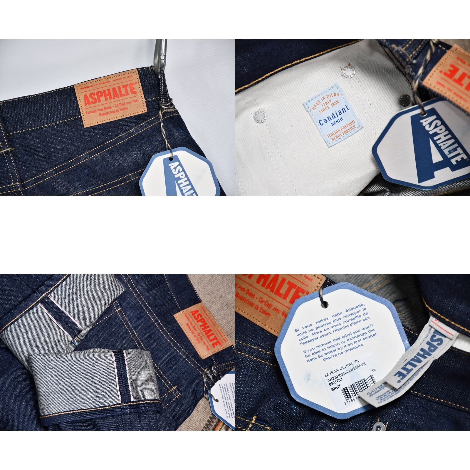 Denime ASPHALTE Candiani Selvedge Denim Jeans Main Selling Point Shirt Mens W31 Blue 5-Pocket 34in Inseam Regular Size 31 Cotton Denim Vintage No Size US 31 - 8 Thumbnail