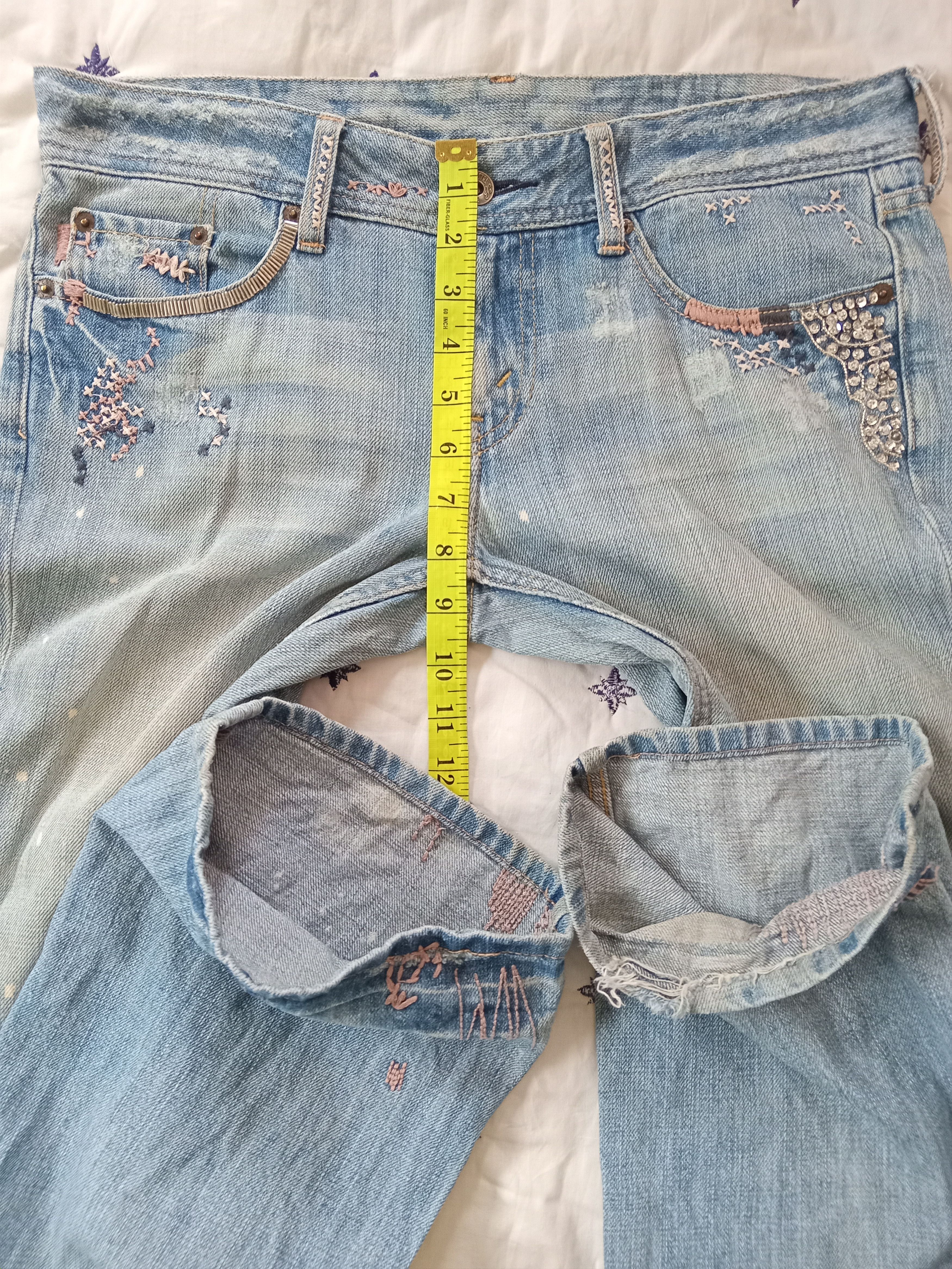 Levi's 💥RARE💥LEVIS Flare Distressed Custom Dirty Light Wash Jeans Size 33" - 4 Thumbnail