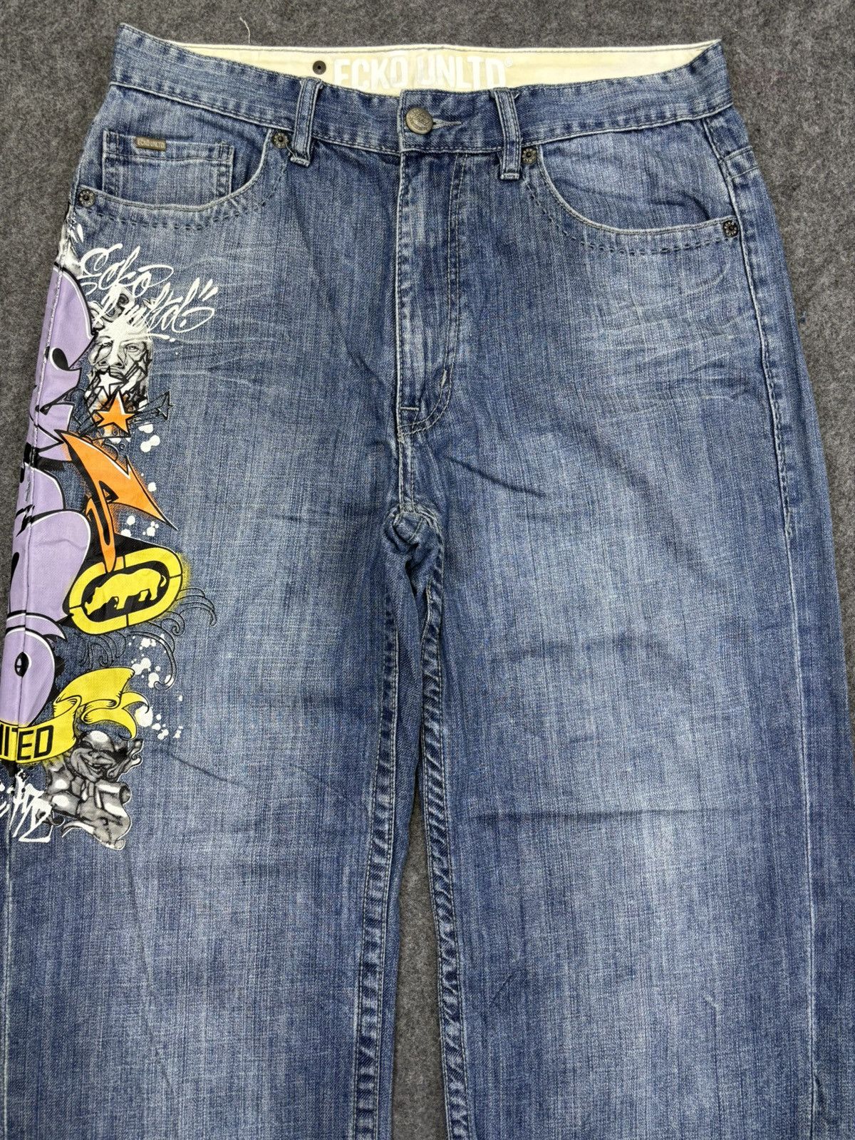 Ecko Unltd. 💥Baggy💥Ecko Spell Out Rapper Denim F834 Size US 33 - 4 Thumbnail