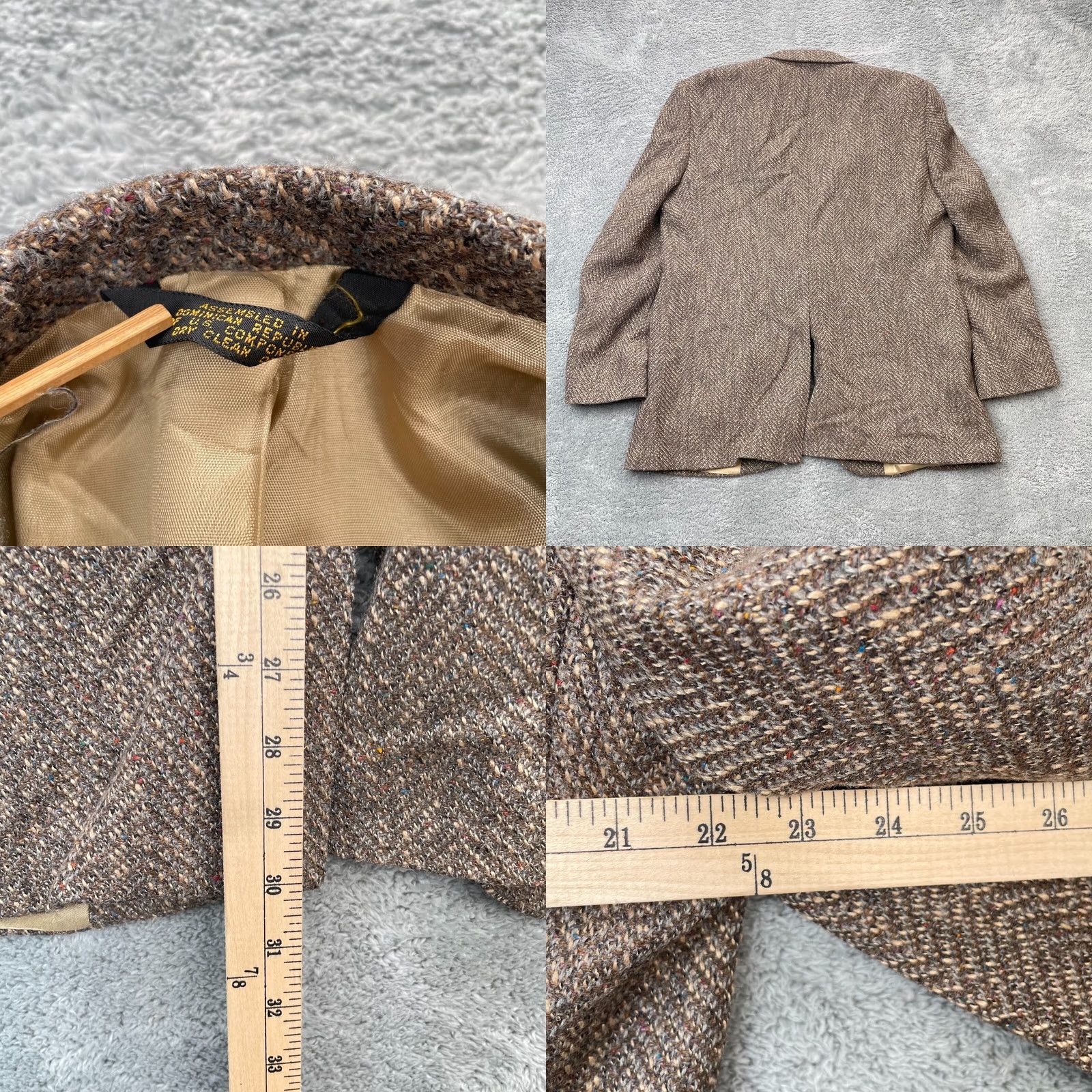Vintage VINTAGE Huntcliff Tweed Jacket Mens 44R Brown Herringbone Wool Blazer Academia Professor Coat Size 44R - 8 Thumbnail
