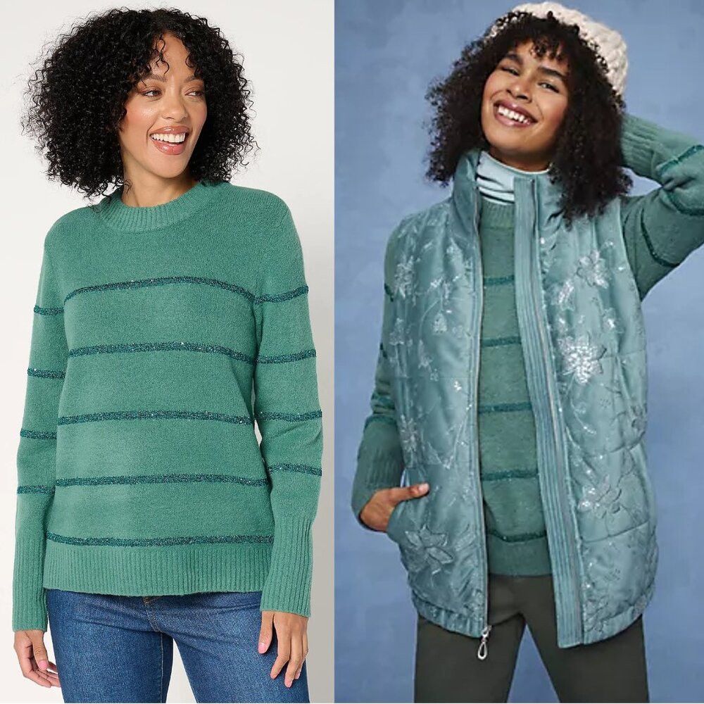 Isaac Mizrahi New Isaac Mizrahi Live! Apres Mini Sequin Stripe Pullover G Size XS / US 0-2 / IT 36-38 - 1 Thumbnail