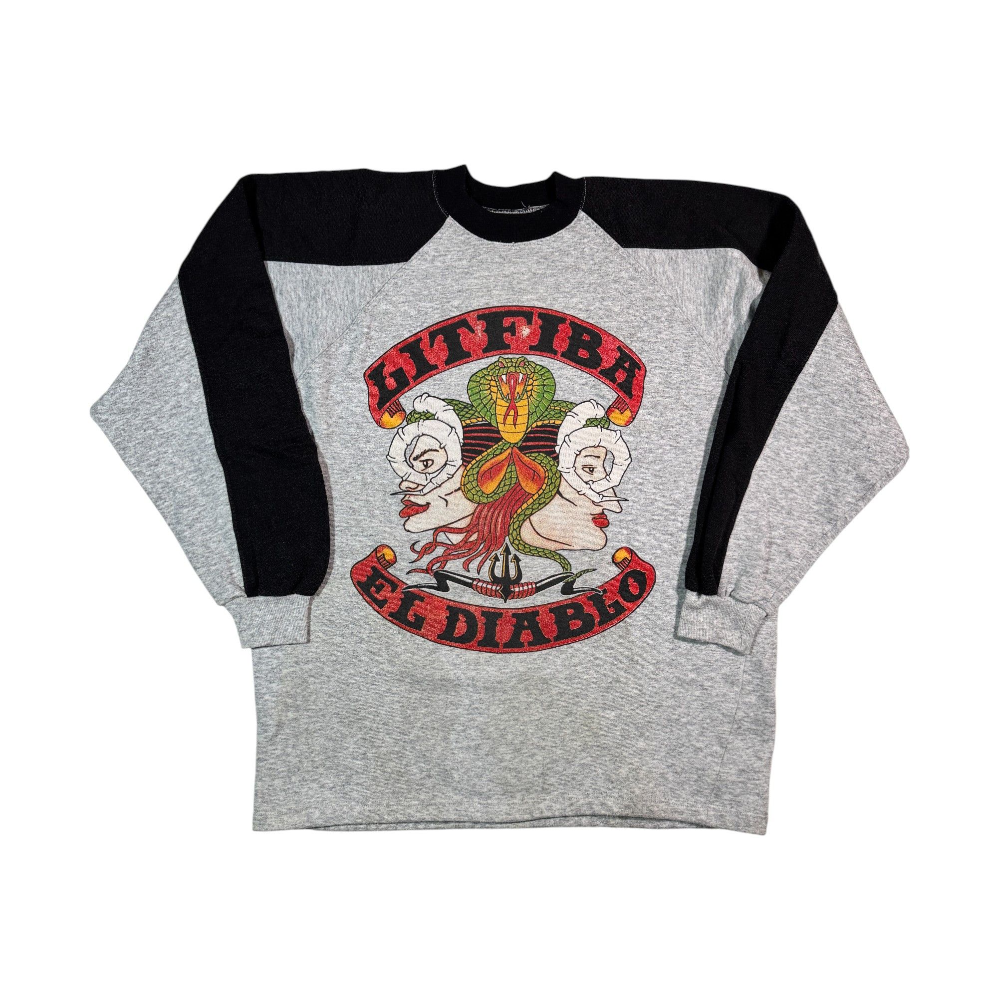 Vintage Vintage 90s Litfiba El Diablo Sweatshirt Latin Hard Rock Size US L / EU 52-54 / 3 - 1 Thumbnail