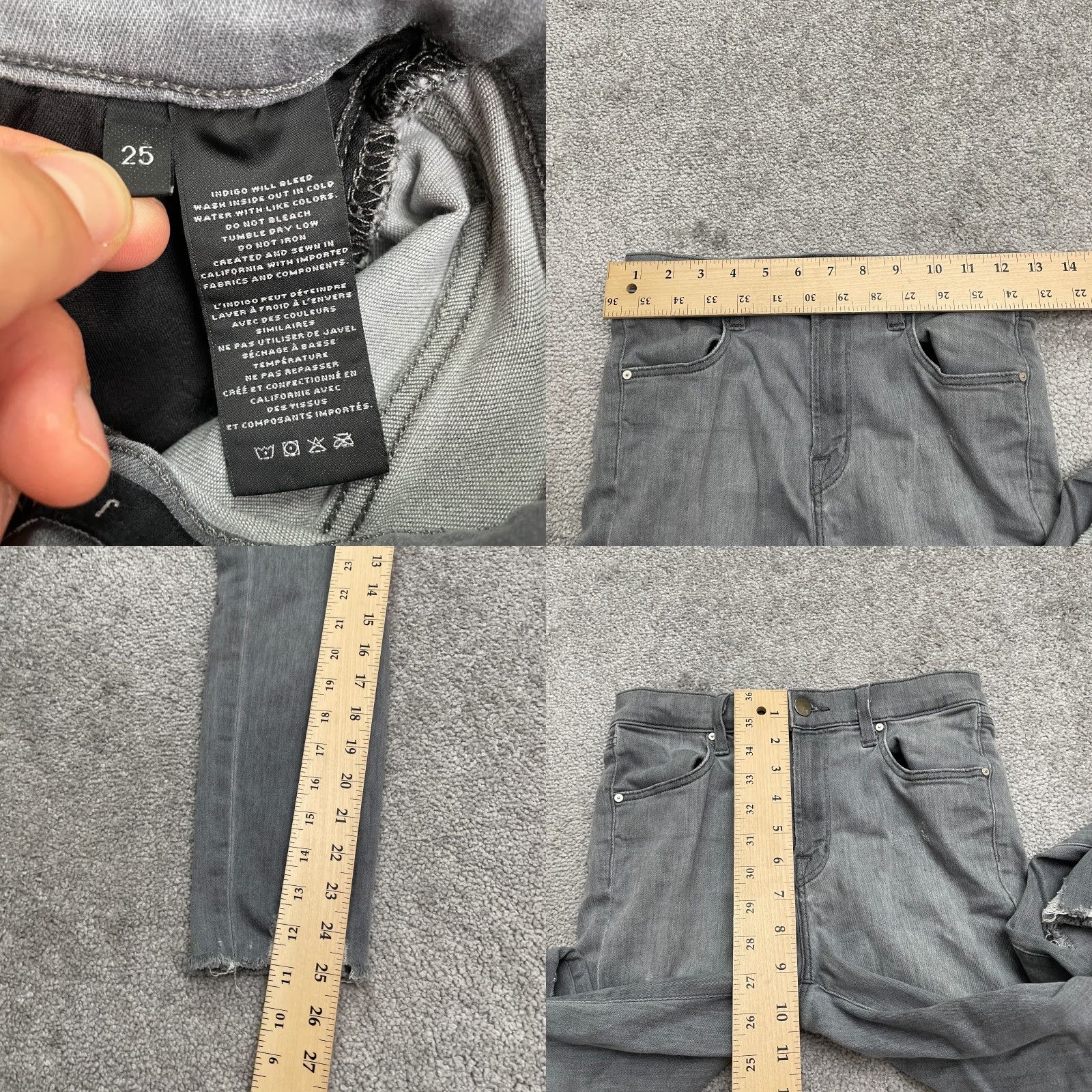 J Brand VINTAGE J Brand Alana High Rise Cropped Distressed Denim Jeans Womens 25 Gray Stretch 90s City Grunge Size 42" / US 20 - 8 Thumbnail