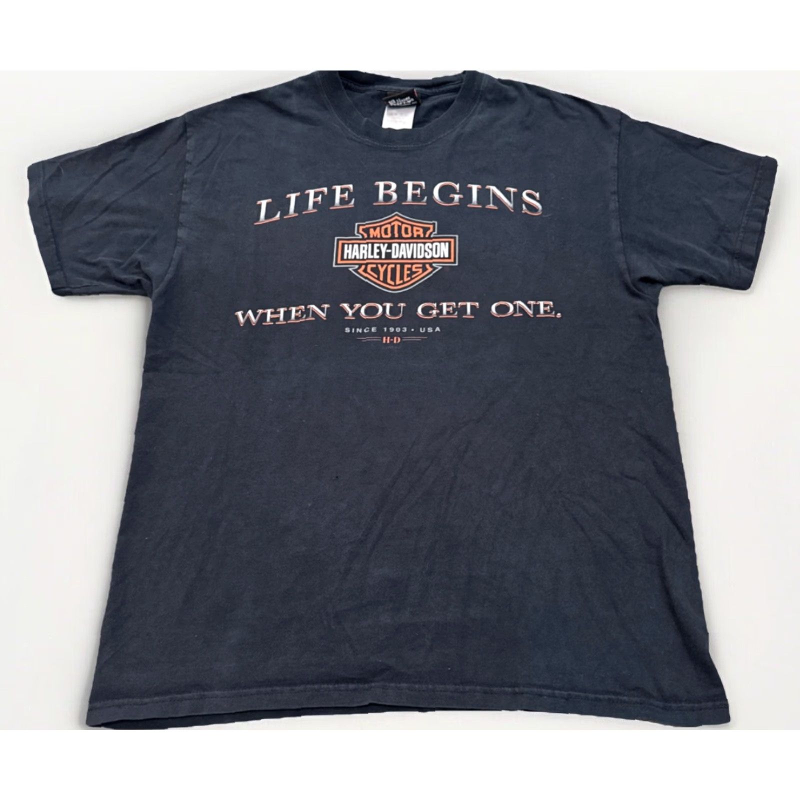 Harley Davidson VINTAGE Harley-Davidson Life Begins When You Get One T-Shirt Large Black Men L shirt Size US L / EU 52-54 / 3 - 2 Thumbnail