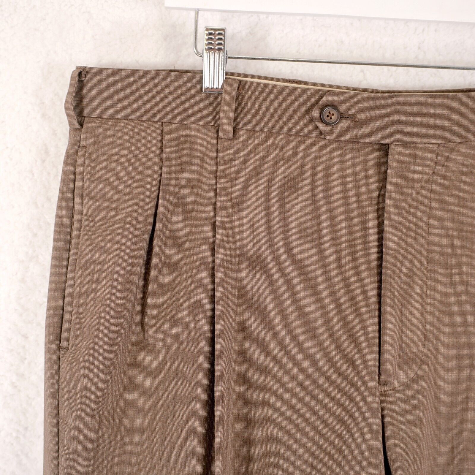 Brooks Brothers Brooks Brothers 1818 Madison Wool Beige Birdseye Pleated Cuf Size 38R - 3 Thumbnail
