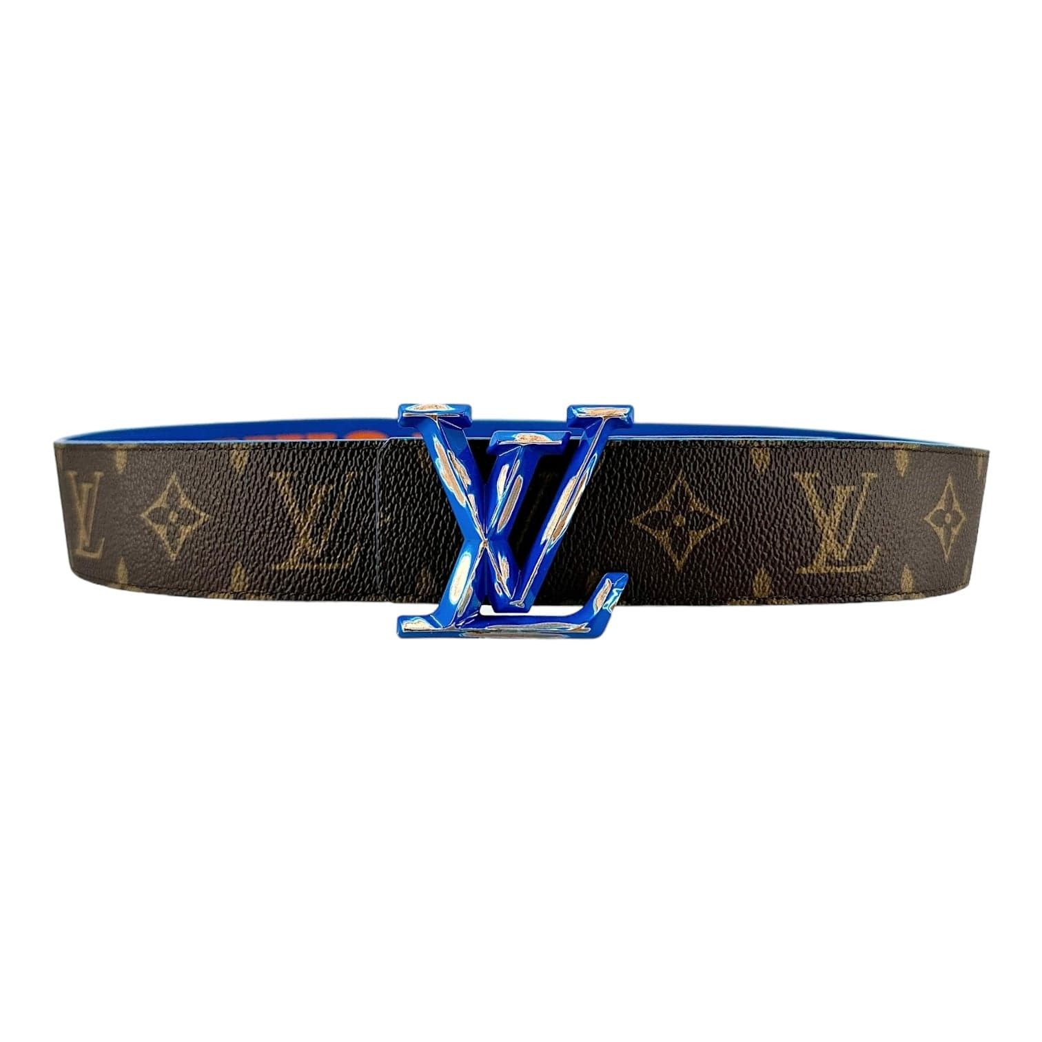 Lv Pyramide Cities Exclusive 40mm Reversible Belt Brown Blu