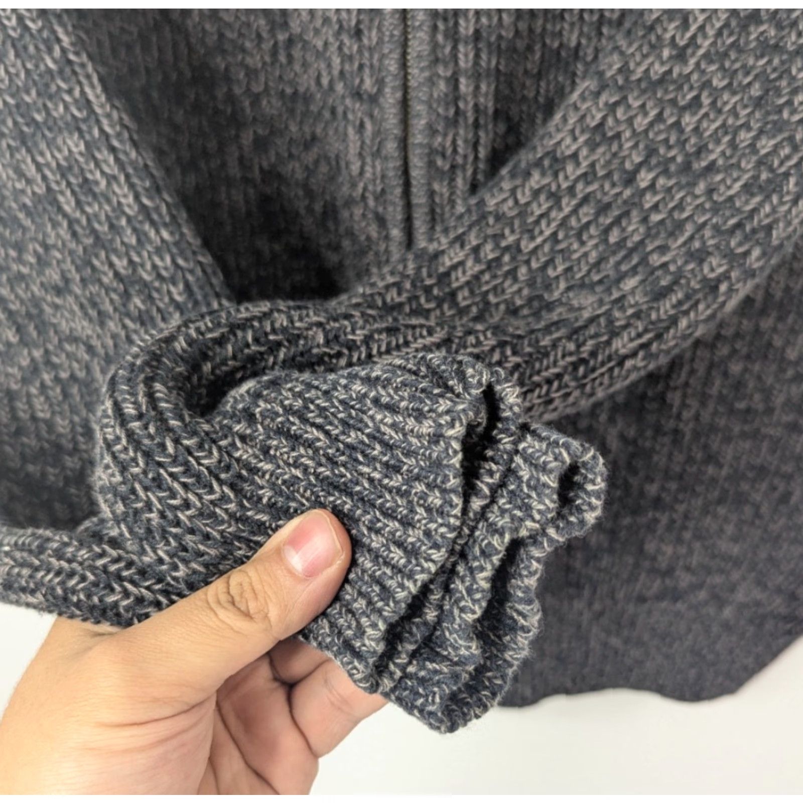 Vintage VINTAGE LL Bean Full Zip Sweater Mens Large Cotton Knit Ribbed Grey Cardigan 0 YR26 Size US L / EU 52-54 / 3 - 3 Thumbnail