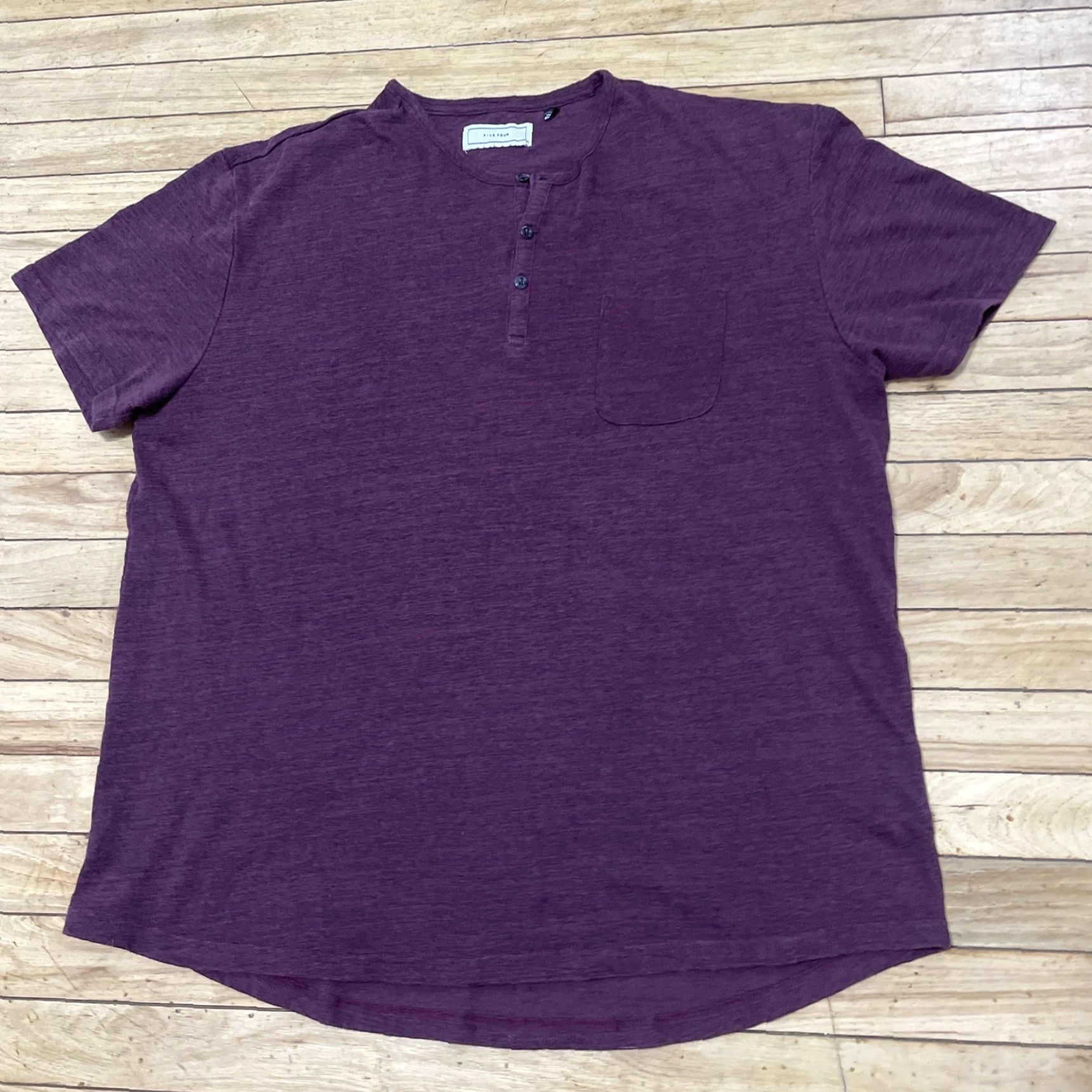 Vintage Five Four Henley Shirt Men XL Burgundy Red Textured Terry Dark Dressy Mature Shirt Size US XL / EU 56 / 4 - 3 Thumbnail