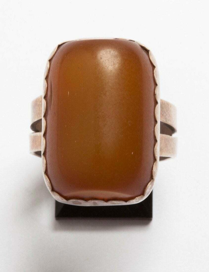 Designer Sterling Silver Butterscotch Amber Ring Size ONE SIZE - 1 Thumbnail