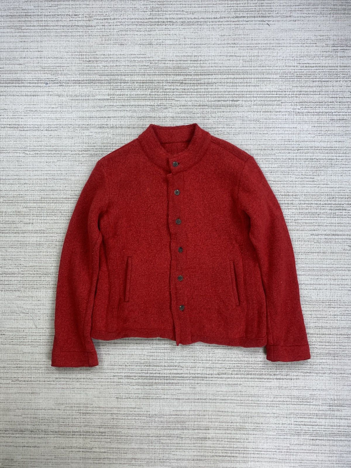 Pre-owned Issey Miyake Vintage  Heart Haat Compressed Wool Jacket In Red