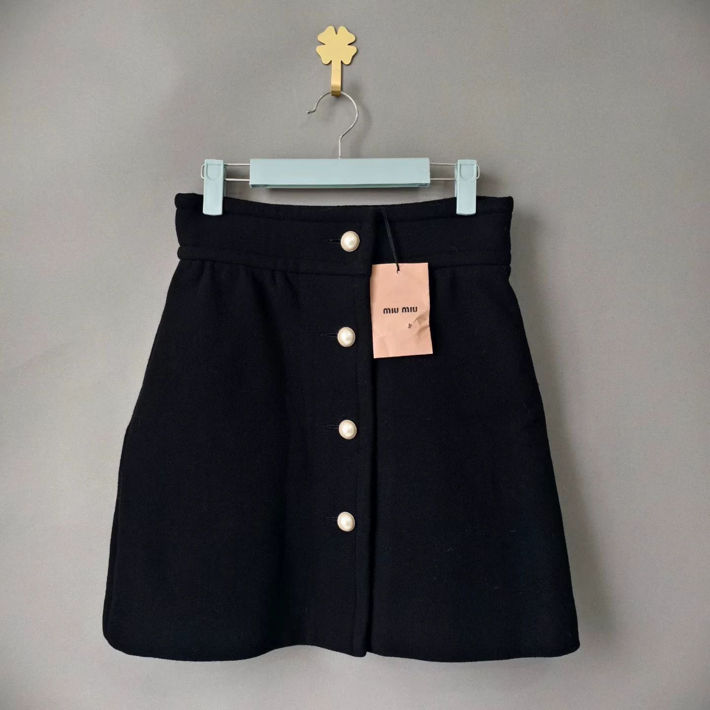 Miu Miu MIU MIU Black Wool Mini Skirt Size 28" / US 6 / IT 42 - 1 Thumbnail