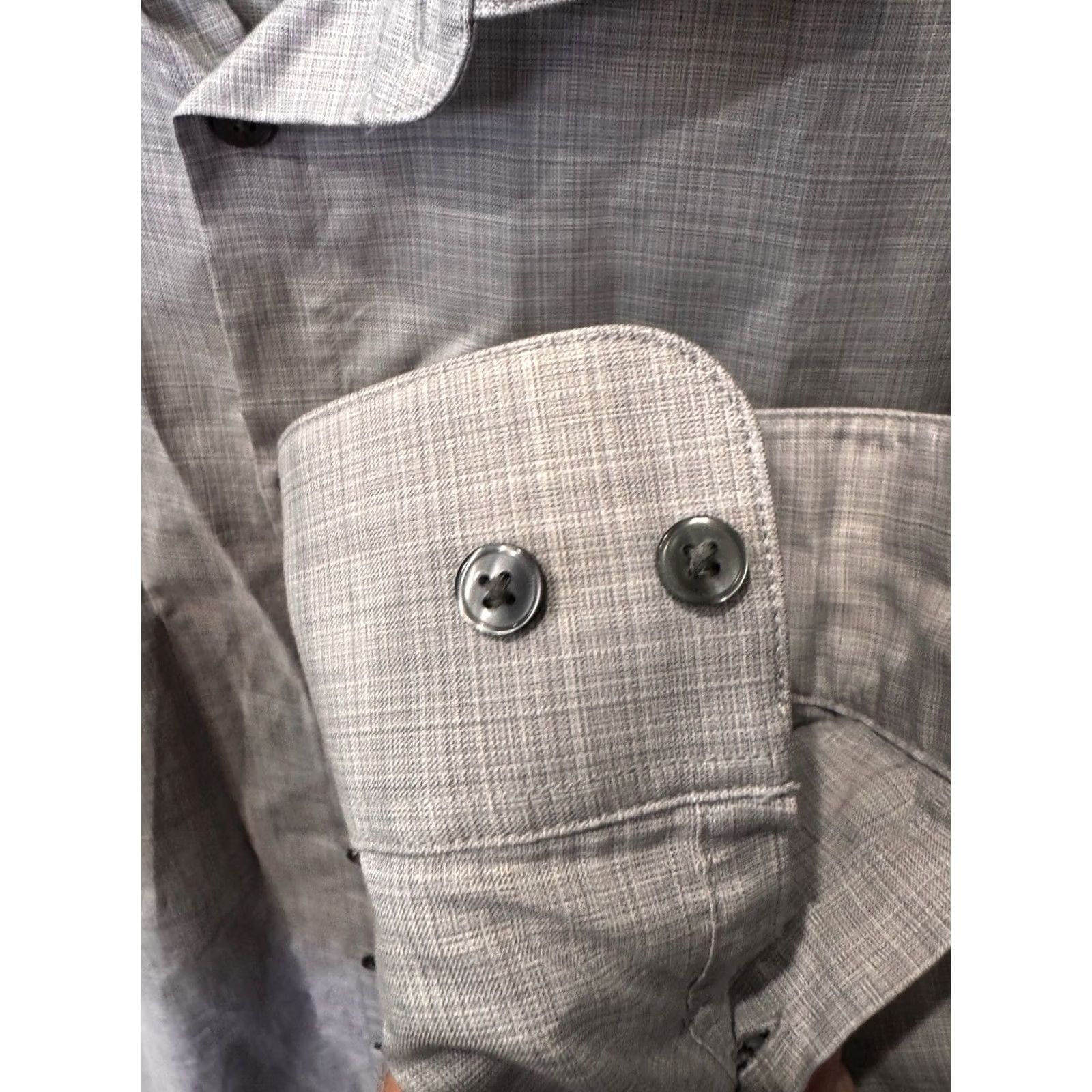 John Varvatos John Varvatos Shirt Long Sleeve Lightweight Gray Check Large L Mens XS? 17 x 32/33 Size US L / EU 52-54 / 3 - 4 Thumbnail