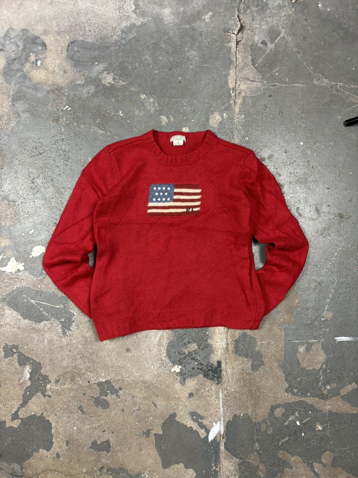 Polo Ralph Lauren Vintage Polo Jeans Ralph Lauren Flag Sweater 100% Wool Red Size XS / US 0-2 / IT 36-38 - 1 Thumbnail