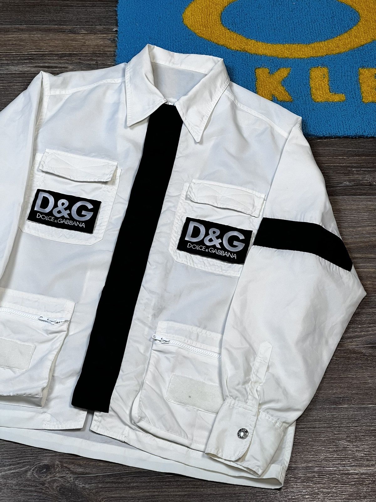 Dolce & Gabbana × Vintage 90’s Vintage Dolce Gabbana Patches White Over shirt Jacket Size US M / EU 48-50 / 2 - 2 Thumbnail