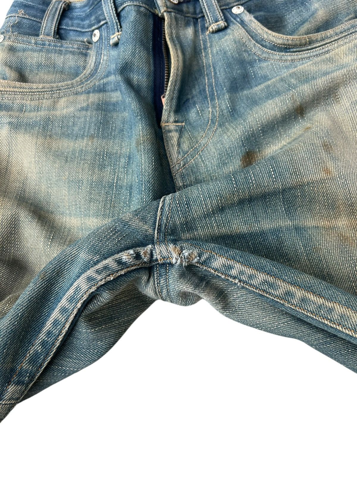 Levi's 2004 Levi’s Red Dirty Mud Stains Denim Patchwork Jeans Thick Size US 29 - 21 Thumbnail