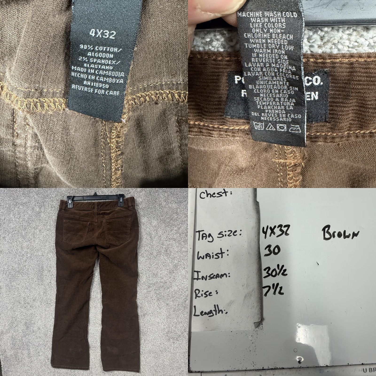 Ralph Lauren VINTAGE Ralph Lauren Polo Jeans Pants 4 30x30.5 Brown Corduroy Dark Academia Women Chino Straight 90s Grunge Retro Size 27" / US 4 / IT 40 - 8 Thumbnail
