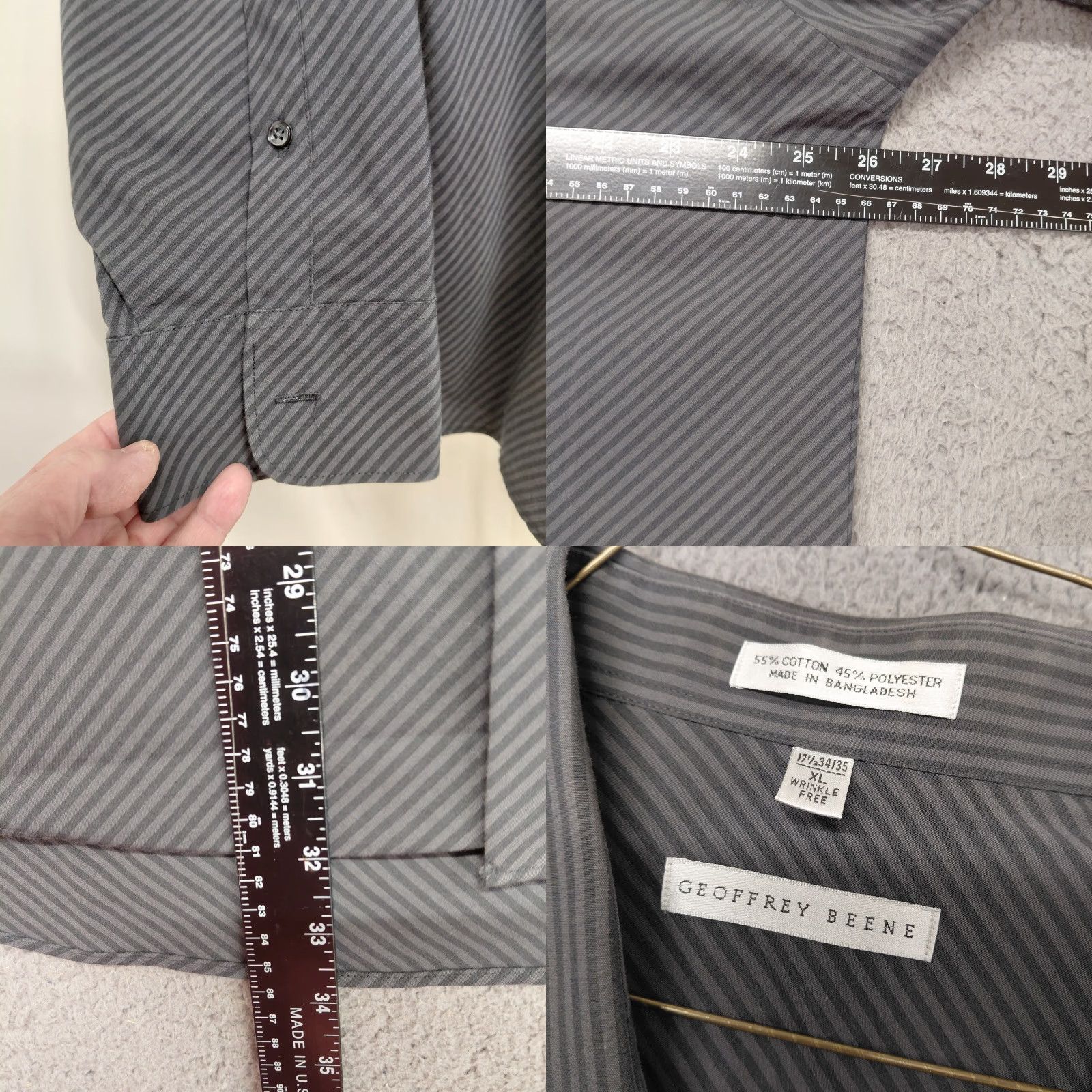 Geoffrey Beene Geoffrey Beene Shirt Mens XL Black Striped Long Sleeve Button Wrinkle Free Shirt Size US XL / EU 56 / 4 - 8 Thumbnail
