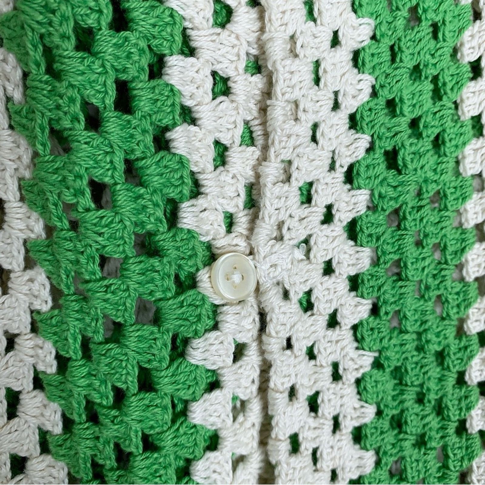 Bode Bode Crochet Shirt (Sz S/M) Flagship Striped Green Cream Size US M / EU 48-50 / 2 - 11 Thumbnail