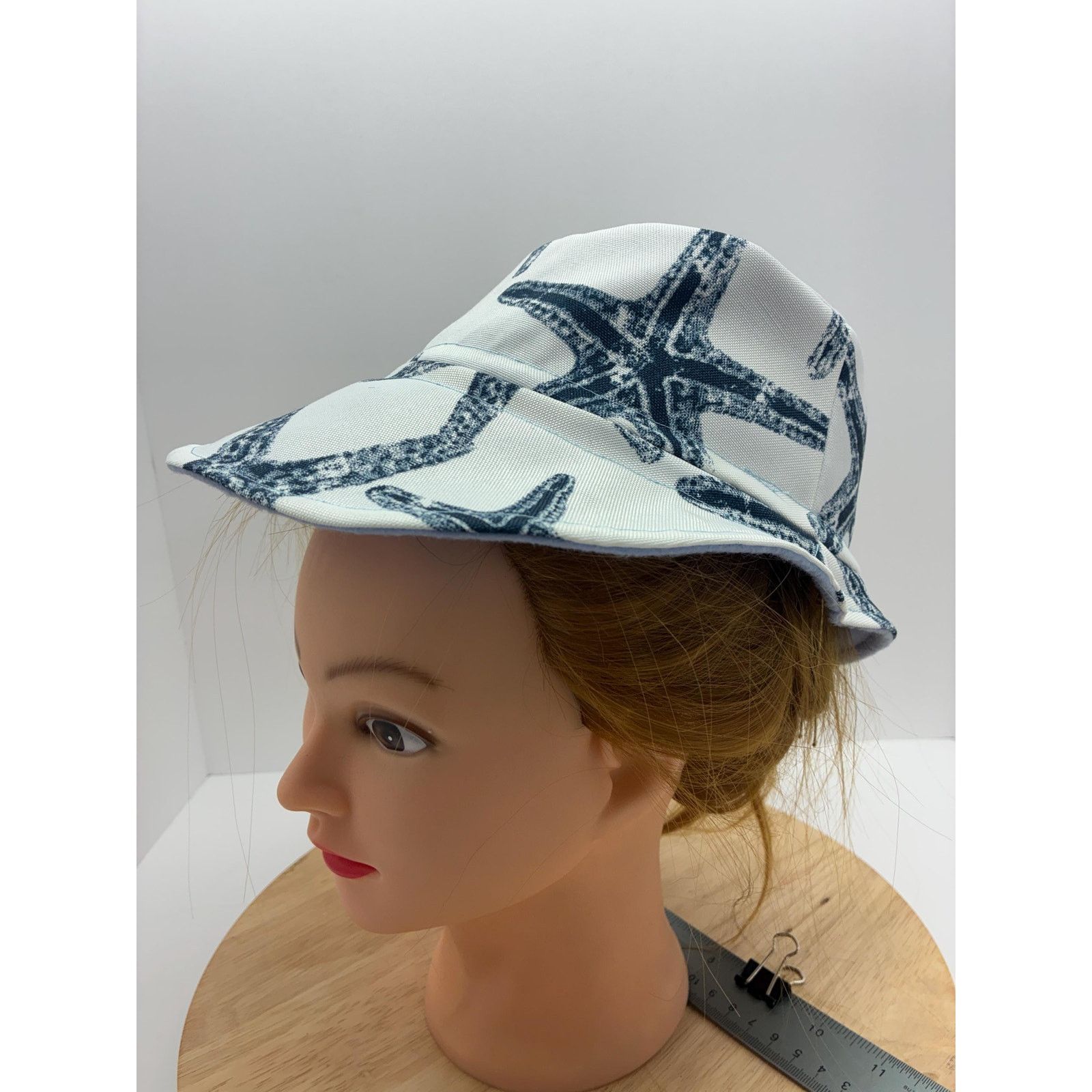 Other Upcycled Bucket Hat — Navy & White Starfish Print, Size ONE SIZE - 13 Thumbnail