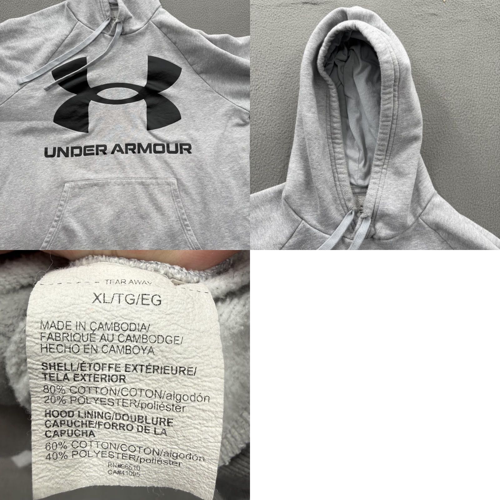 Under Armour Under Armour Hoodie Mens XL Gray Logo Pullover Fleece Sweatshirt Kangaroo Pocket Size US XL / EU 56 / 4 - 8 Thumbnail