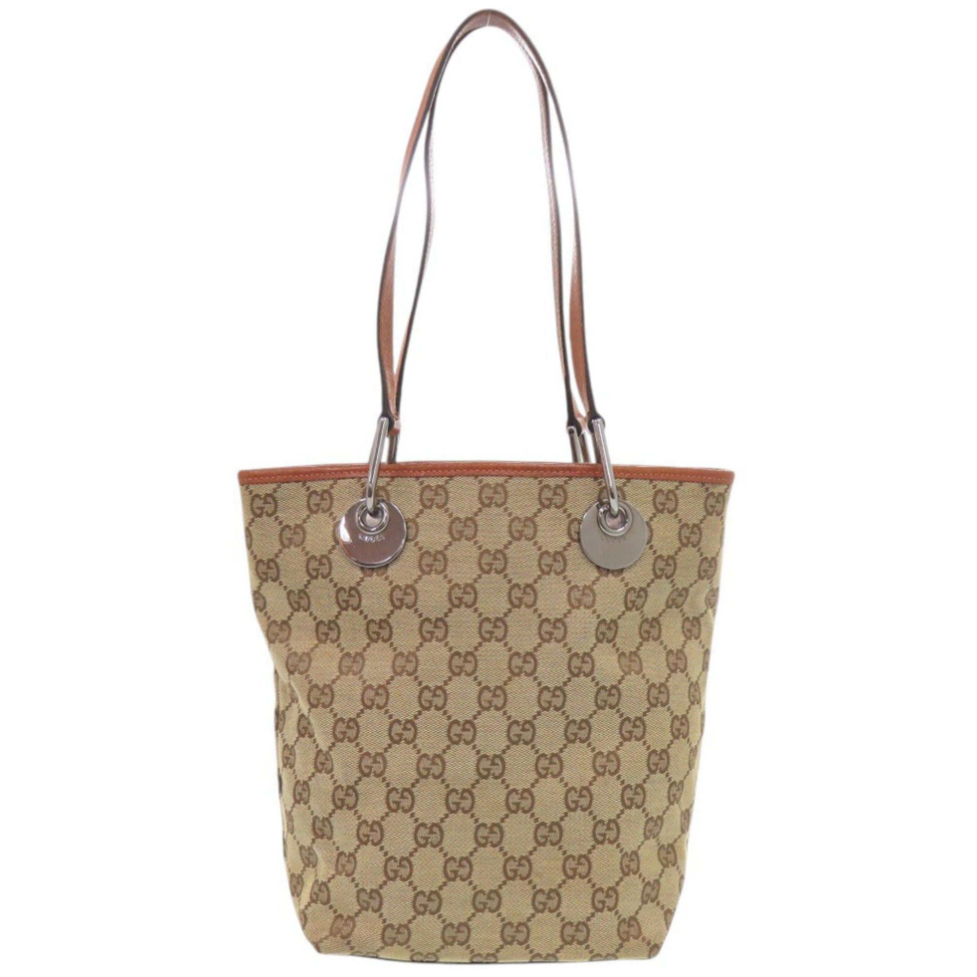 Gucci Gucci 120840 GG Canvas Leather Beige Tote Bag 0437GUCCI Size ONE SIZE - 1 Thumbnail