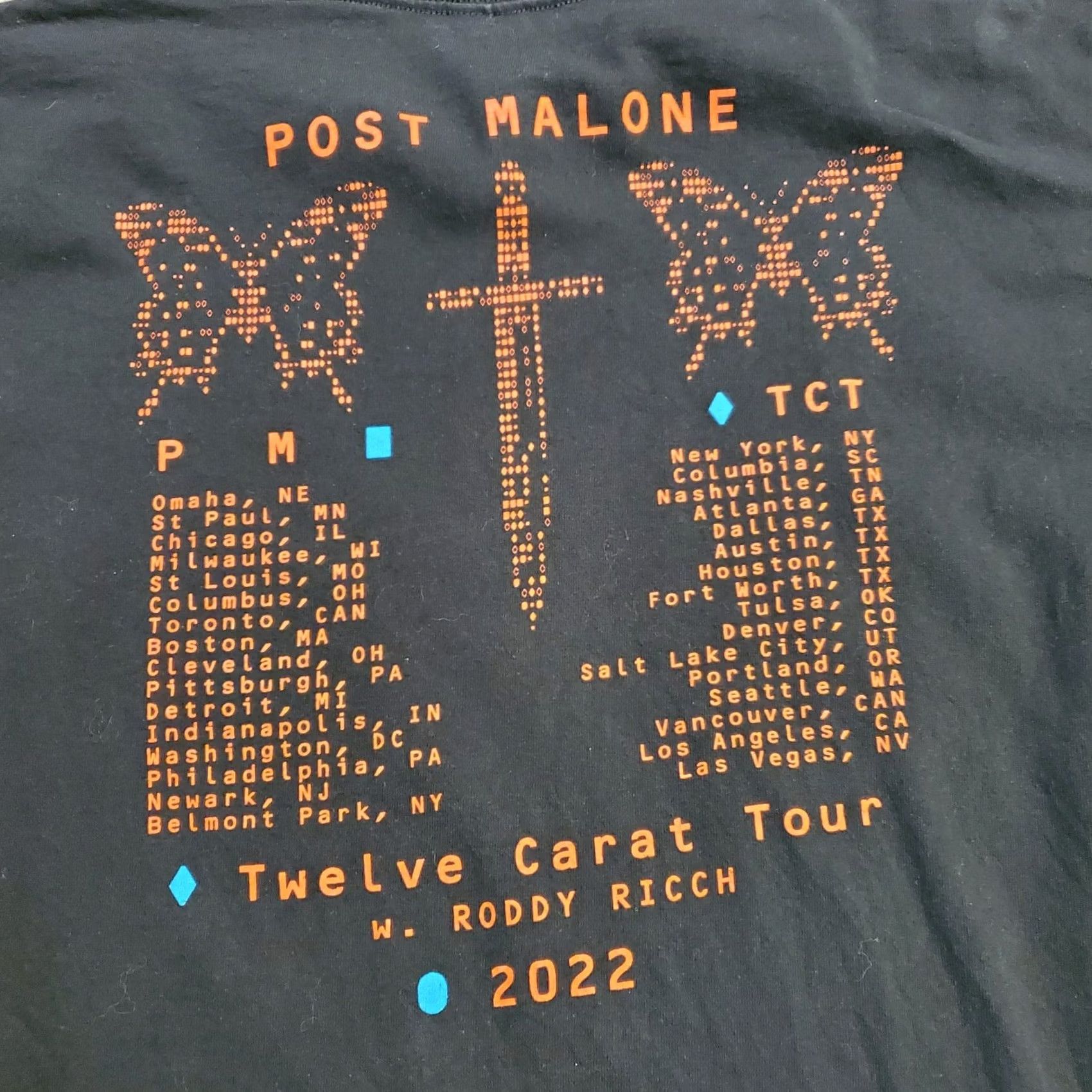 Vintage VINTAGE Post Malone Twelve Carat Tour 2022 Double-Sided Concert T Shirt XL Black Size US XL / EU 56 / 4 - 4 Thumbnail