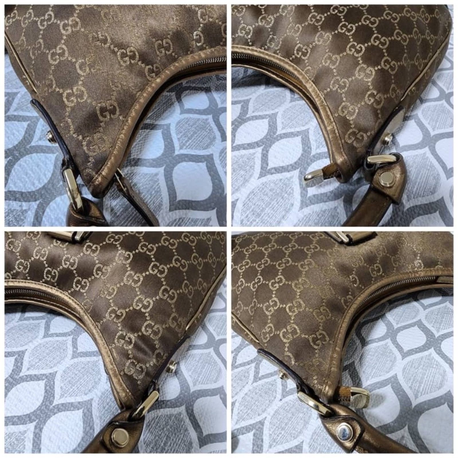 Gucci GUCCI GG Fabric Abbey Medium D-Ring Hobo Bag Gol Golden Brwn Size ONE SIZE - 5 Thumbnail