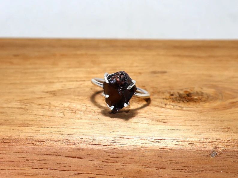 Handmade Smoky Quartz 925 Sterling Silver Ring, Handmade Boho Jewelry Size ONE SIZE - 2 Thumbnail