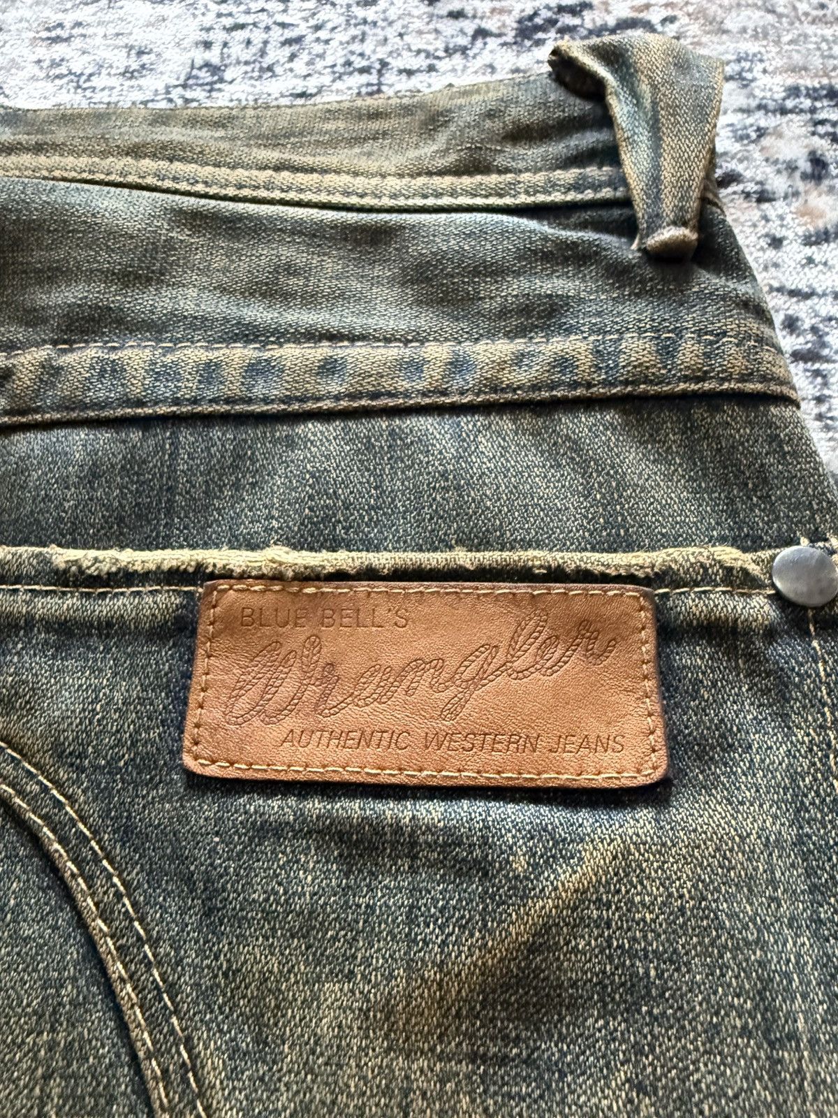 Le Grande Bleu (L.G.B.) Vintage Wrangler Gun Pocket Mud Wash Jeans Size US 30 / EU 46 - 15 Thumbnail