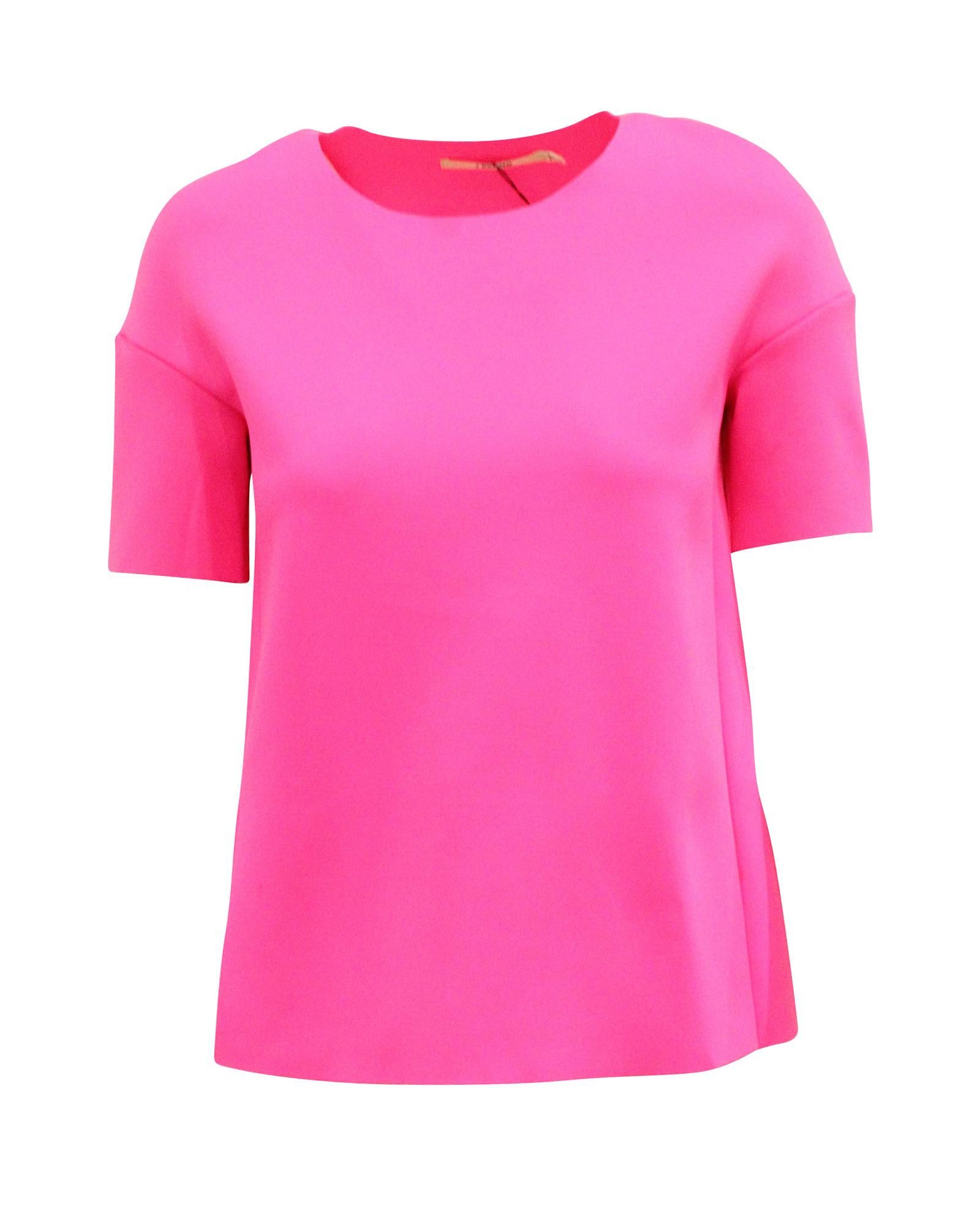 image of Neoprene Scoop Neck Top With Dropped Sleeves In Pink, Women's (Size XS)