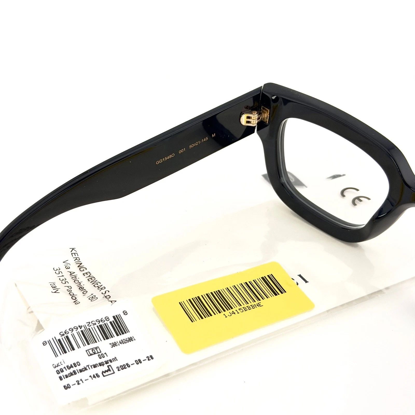 Gucci GUCCI GG1548O 1548 Black GG Gold Logo Bold Eyeglass 001 Size ONE SIZE - 2 Thumbnail