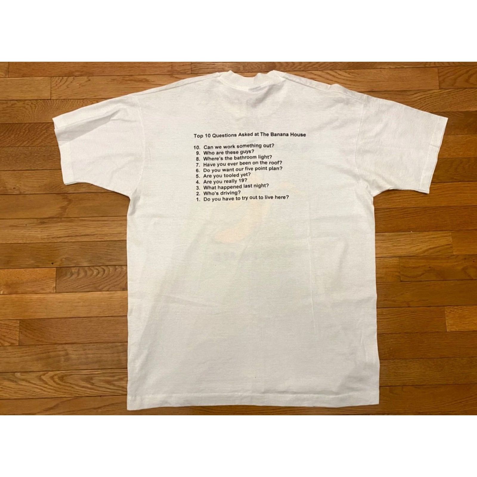 Vintage VINTAGE Purdue Boilermakers Banana House T-Shirt XL Cream Artex 1970s Short Sleeve Graphic Tee Unisex Mens Size US XL / EU 56 / 4 - 2 Thumbnail