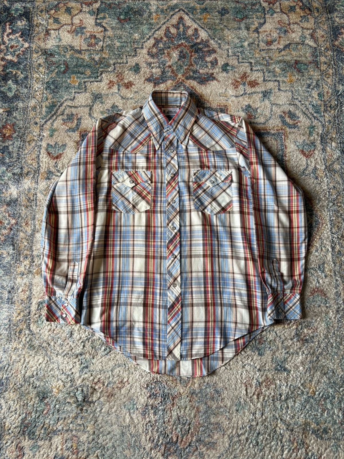 Vintage Vintage 80s Attache Plaid Pearl Snap Shirt Medium Size US M / EU 48-50 / 2 - 1 Thumbnail